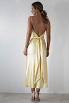 Hermie Silky Satin Maxi Dress Lemon | Wedding Guest Dress | Maxi | Satin | Oh Hello Clothing