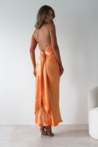 Hermie Silky Satin Maxi Dress Orange | Wedding Guest Dress | Maxi | Satin | Oh Hello Clothing