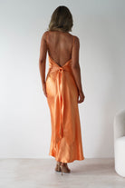 Hermie Silky Satin Maxi Dress Orange | Wedding Guest Dress | Maxi | Satin | Oh Hello Clothing