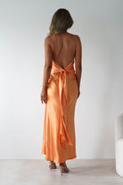 Hermie Silky Satin Maxi Dress Orange | Wedding Guest Dress | Maxi | Satin | Oh Hello Clothing