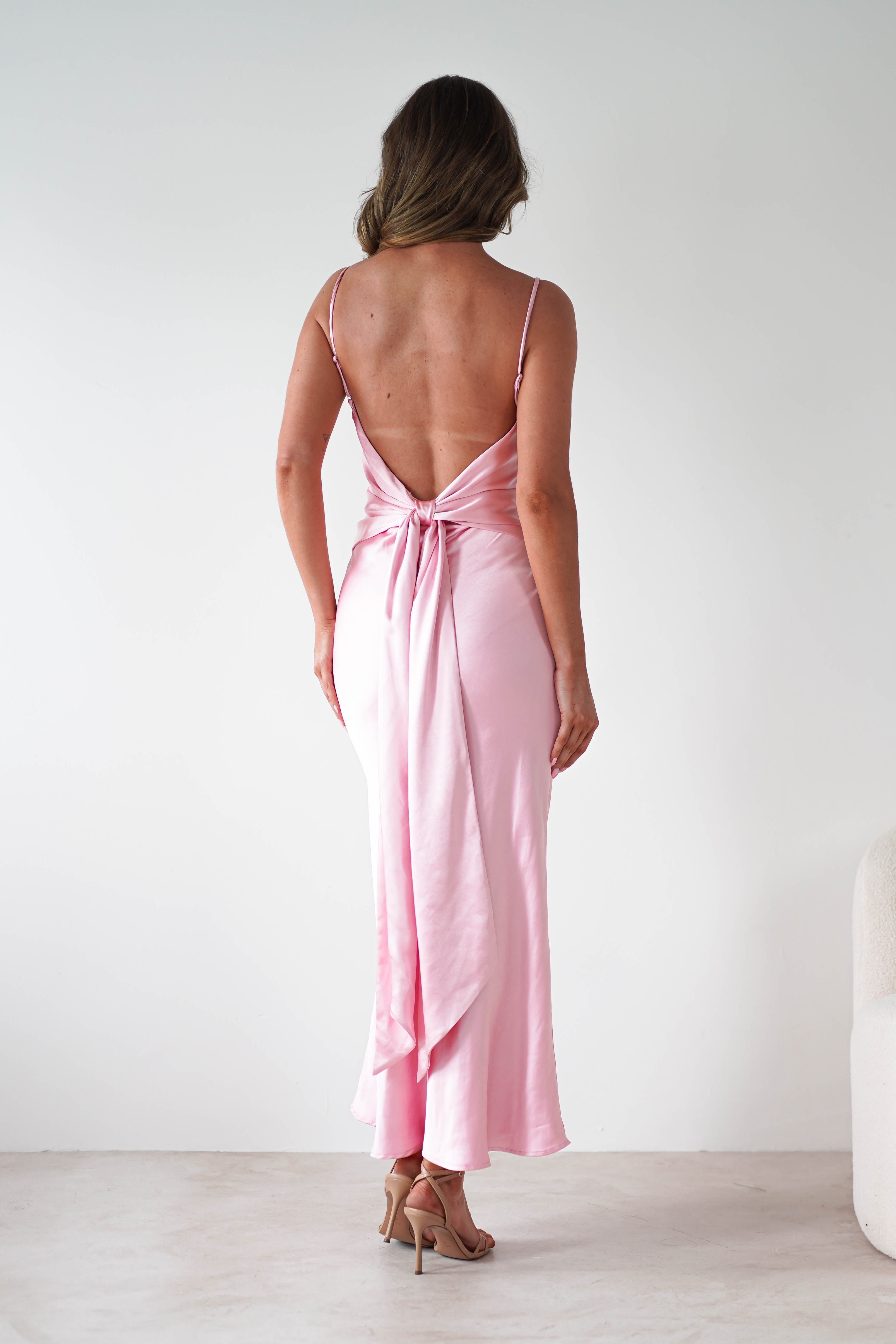 Hermie Silky Satin Maxi Dress Pink | Wedding Guest Dress | Maxi | Satin | Oh Hello Clothing