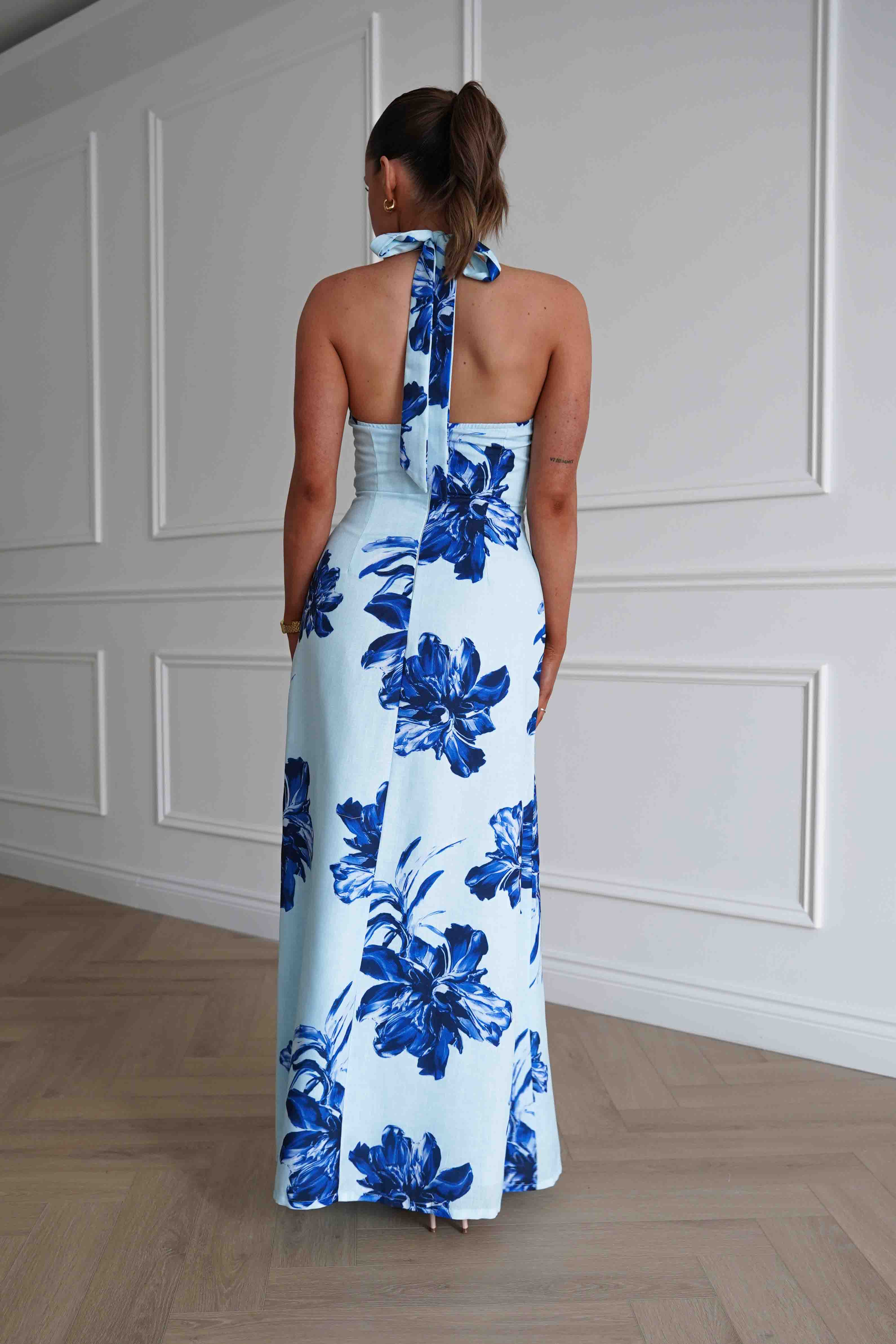 Oh Hello Clothing Women > Clothing > Dresses Hinata Woven Floral Maxi Dress | Blue