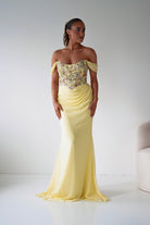 Oh Hello Clothing Dresses > Prom Dresses Honey Embellished Chiffon Gown | Yellow