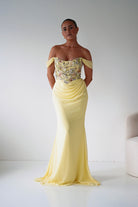 Oh Hello Clothing Dresses > Prom Dresses Honey Embellished Chiffon Gown | Yellow
