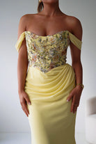 Oh Hello Clothing Dresses > Prom Dresses Honey Embellished Chiffon Gown | Yellow