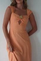 Isadora Linen Skater Maxi Dress Orange | Wedding Guest Dress | Maxi | Skater | Oh Hello Clothing
