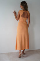 Isadora Linen Skater Maxi Dress Orange | Wedding Guest Dress | Maxi | Skater | Oh Hello Clothing