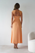 Isadora Linen Skater Maxi Dress Orange | Wedding Guest Dress | Maxi | Skater | Oh Hello Clothing
