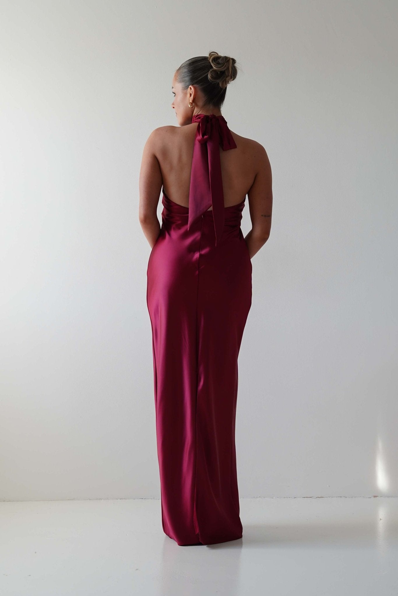 Oh Hello Clothing Dresses 1*DONE - LALAVON- ILD6608- HALTER NECK RED SILK DRESS