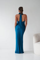 Oh Hello Clothing Women > Clothing > Dresses Isla Halterneck Maxi Slip Dress | Teal