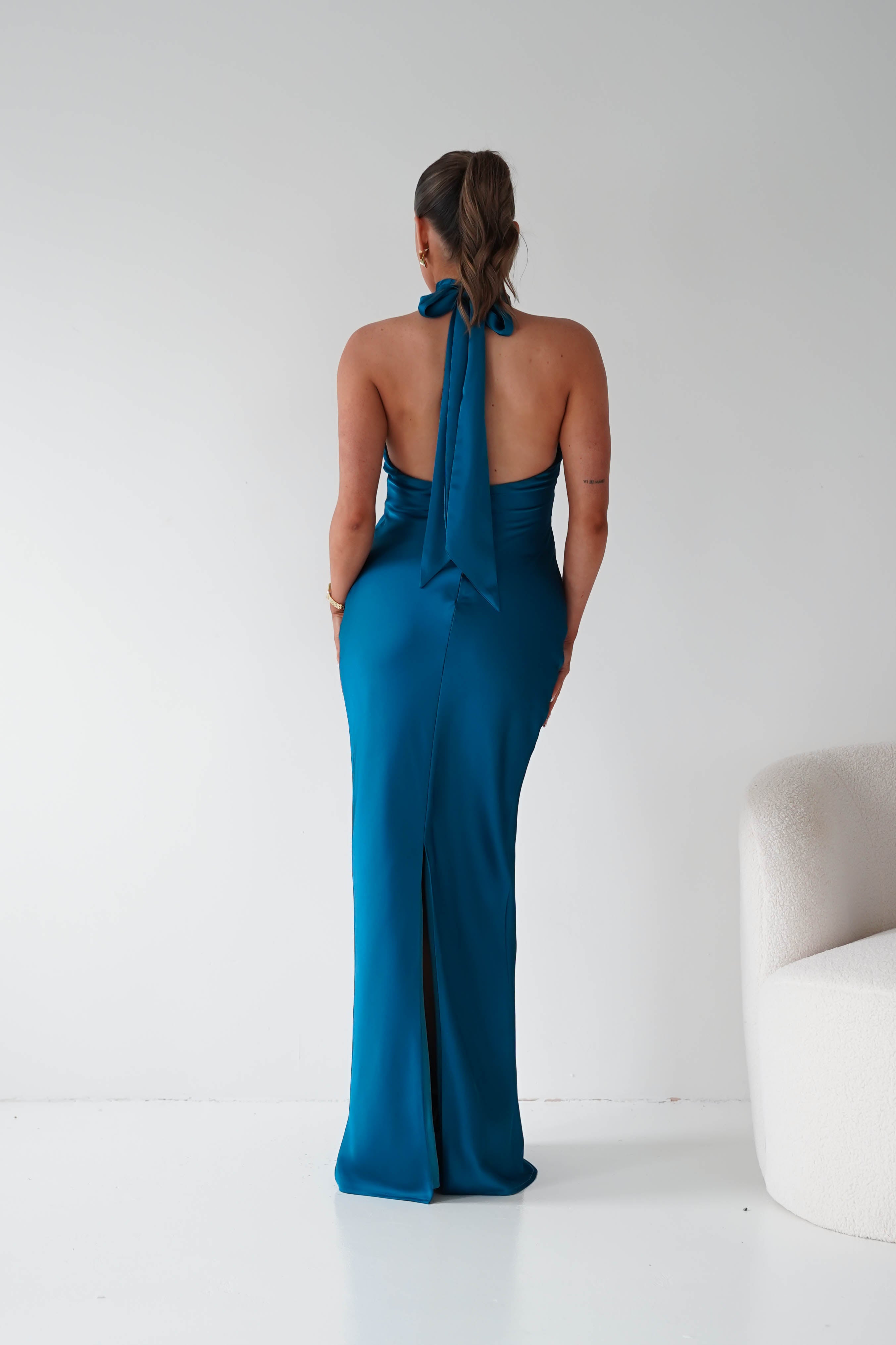 Oh Hello Clothing Women > Clothing > Dresses Isla Halterneck Maxi Slip Dress | Teal