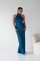 Oh Hello Clothing Women > Clothing > Dresses Isla Halterneck Maxi Slip Dress | Teal