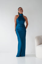 Oh Hello Clothing Women > Clothing > Dresses Isla Halterneck Maxi Slip Dress | Teal