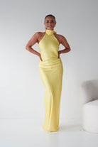 Oh Hello Clothing Women > Clothing > Dresses Isla Halterneck Maxi Slip Dress | Yellow