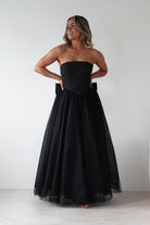 Jasalina Tulle Gown With Bow | Black | Debs & Prom | Formal Gown | Oh Hello Clothing