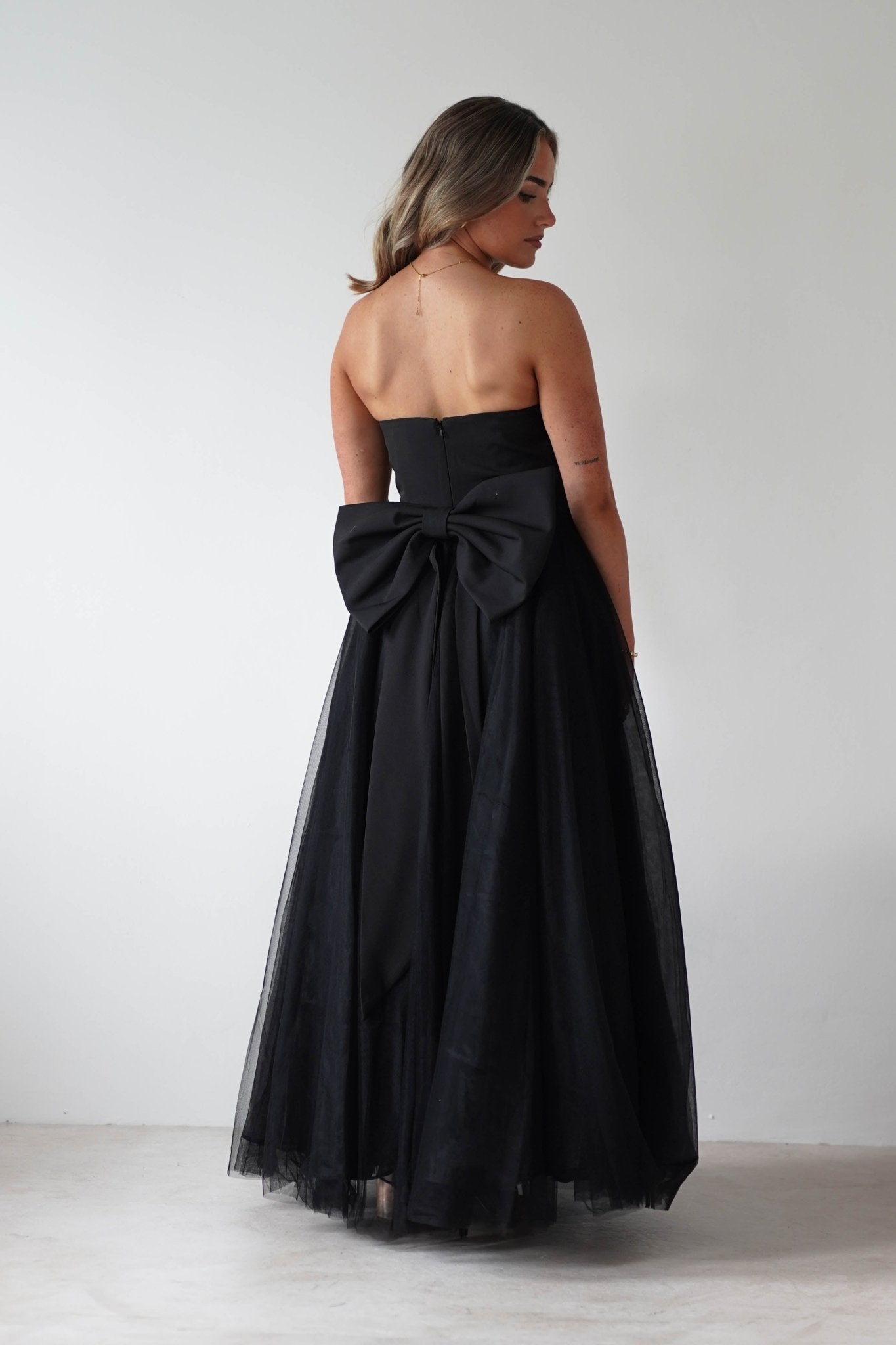 Jasalina Tulle Gown With Bow | Black | Debs & Prom | Formal Gown | Oh Hello Clothing