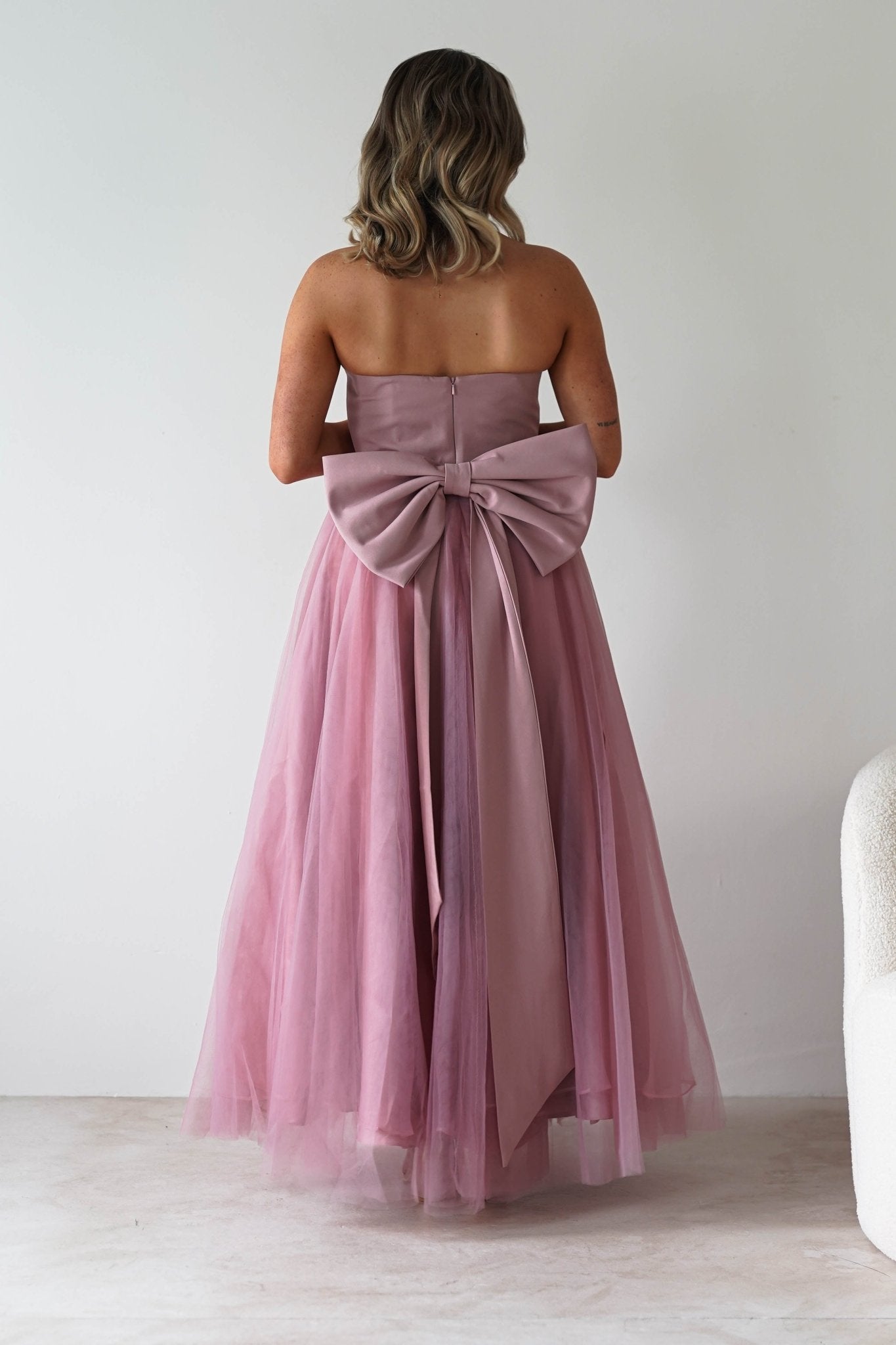 Jasalina Tulle Gown With Bow | Blush Pink | Debs & Prom | Formal Gown | Oh Hello Clothing