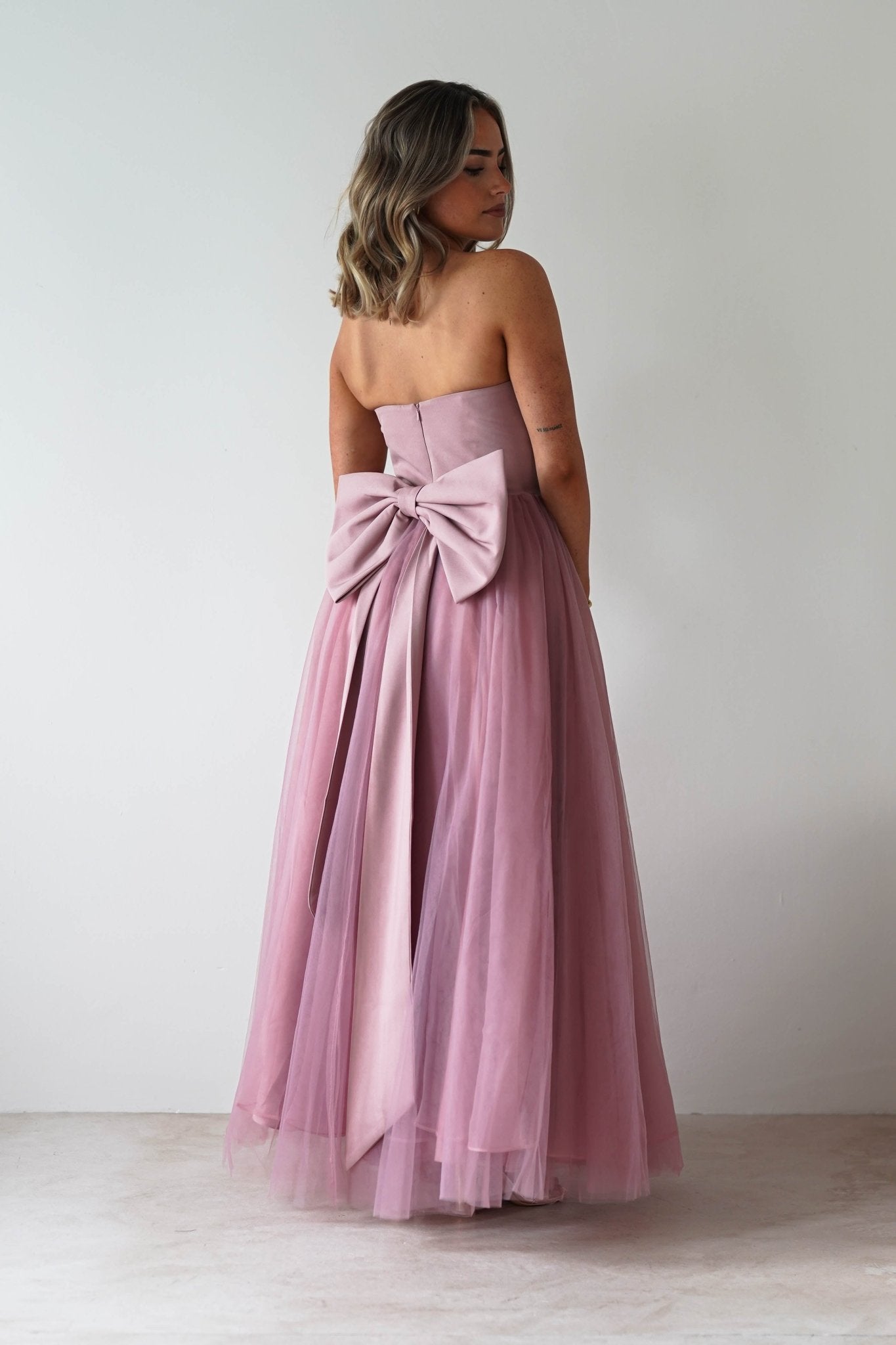 Jasalina Tulle Gown With Bow | Blush Pink | Debs & Prom | Formal Gown | Oh Hello Clothing