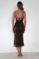 Jayna Sequin Floral Cowl Neck Midi Dress Brown | Wedding Guest Dress | Cowl Neck | Midi | Oh Hello Clothing