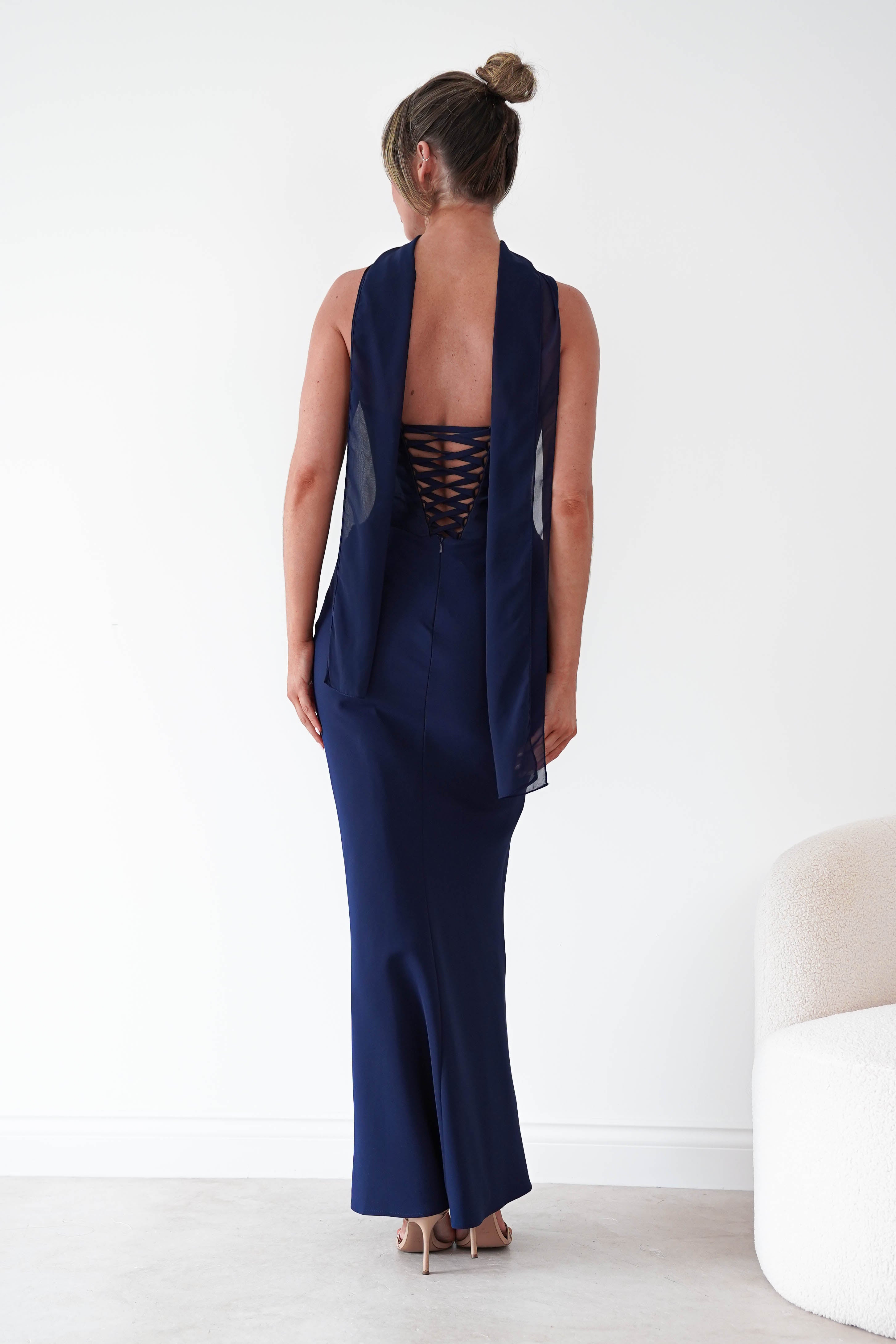 Oh Hello Clothing Women > Clothing > Dresses Kailani Strapless Ruched Maxi Dress | Navy