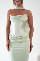Oh Hello Clothing Women > Clothing > Dresses Kailani Strapless Ruched Maxi Dress | Sage