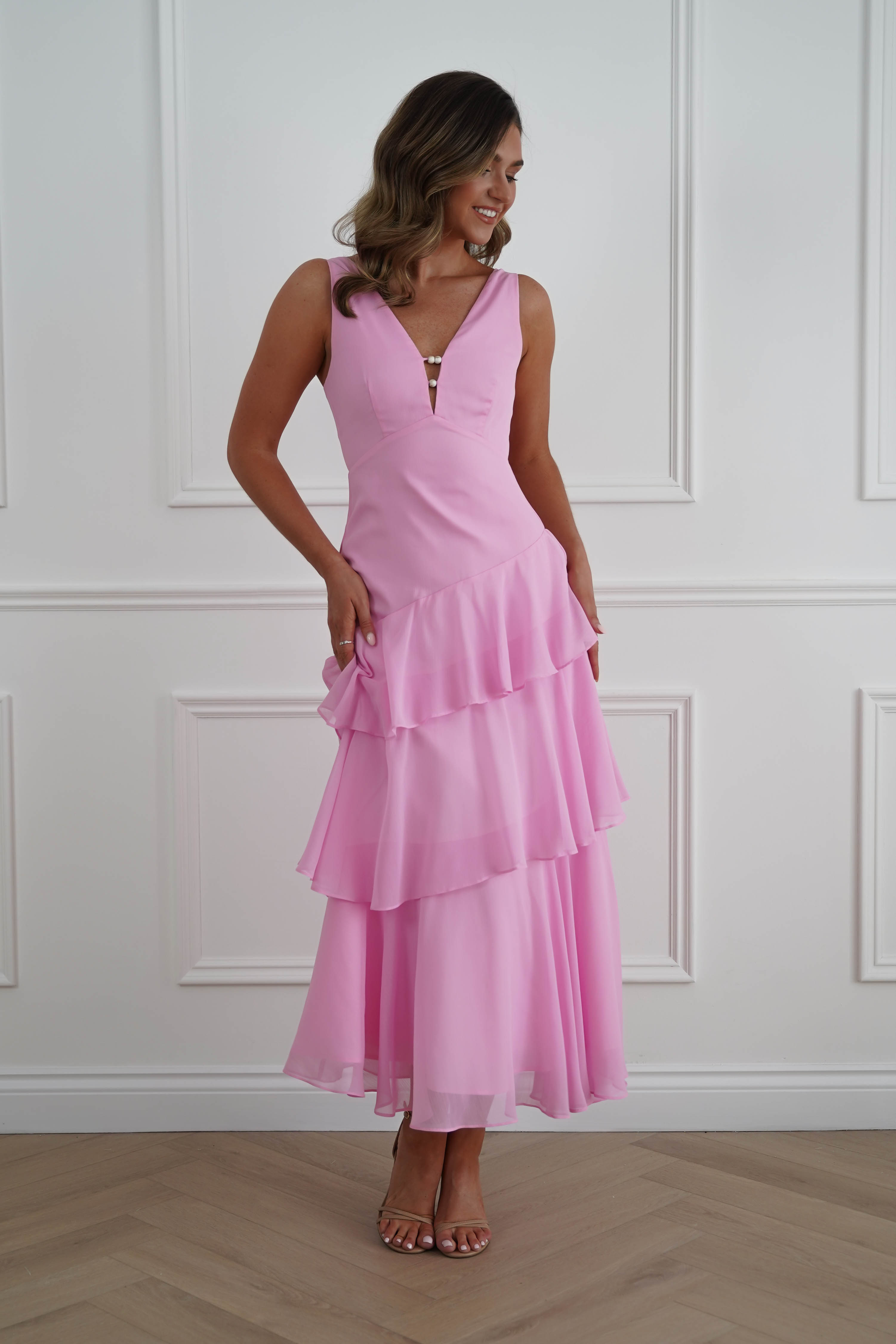 Oh Hello Clothing Women > Clothing > Dresses Karey Tiered Maxi Dress | Pink