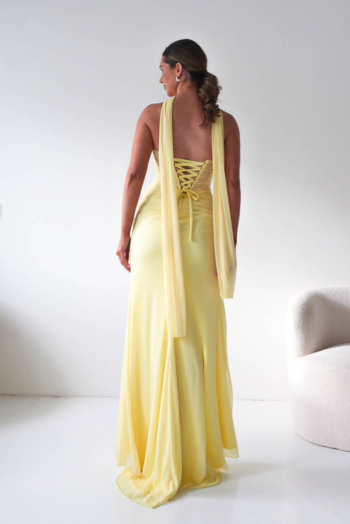 Oh Hello Clothing Dresses > Prom Dresses Karianne Draped Ruched Bodice Gown | Yellow