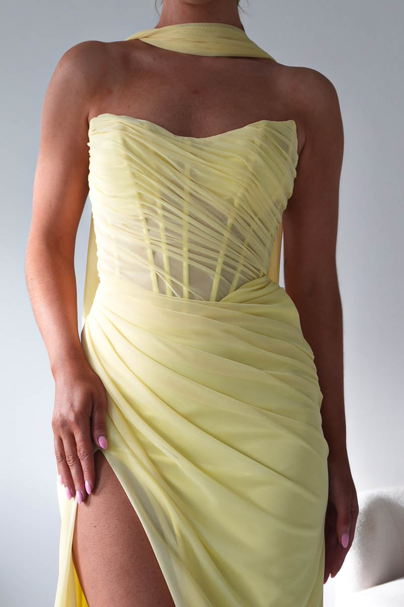 Oh Hello Clothing Dresses > Prom Dresses Karianne Draped Ruched Bodice Gown | Yellow