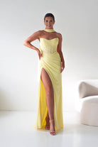 Oh Hello Clothing Dresses > Prom Dresses Karianne Draped Ruched Bodice Gown | Yellow