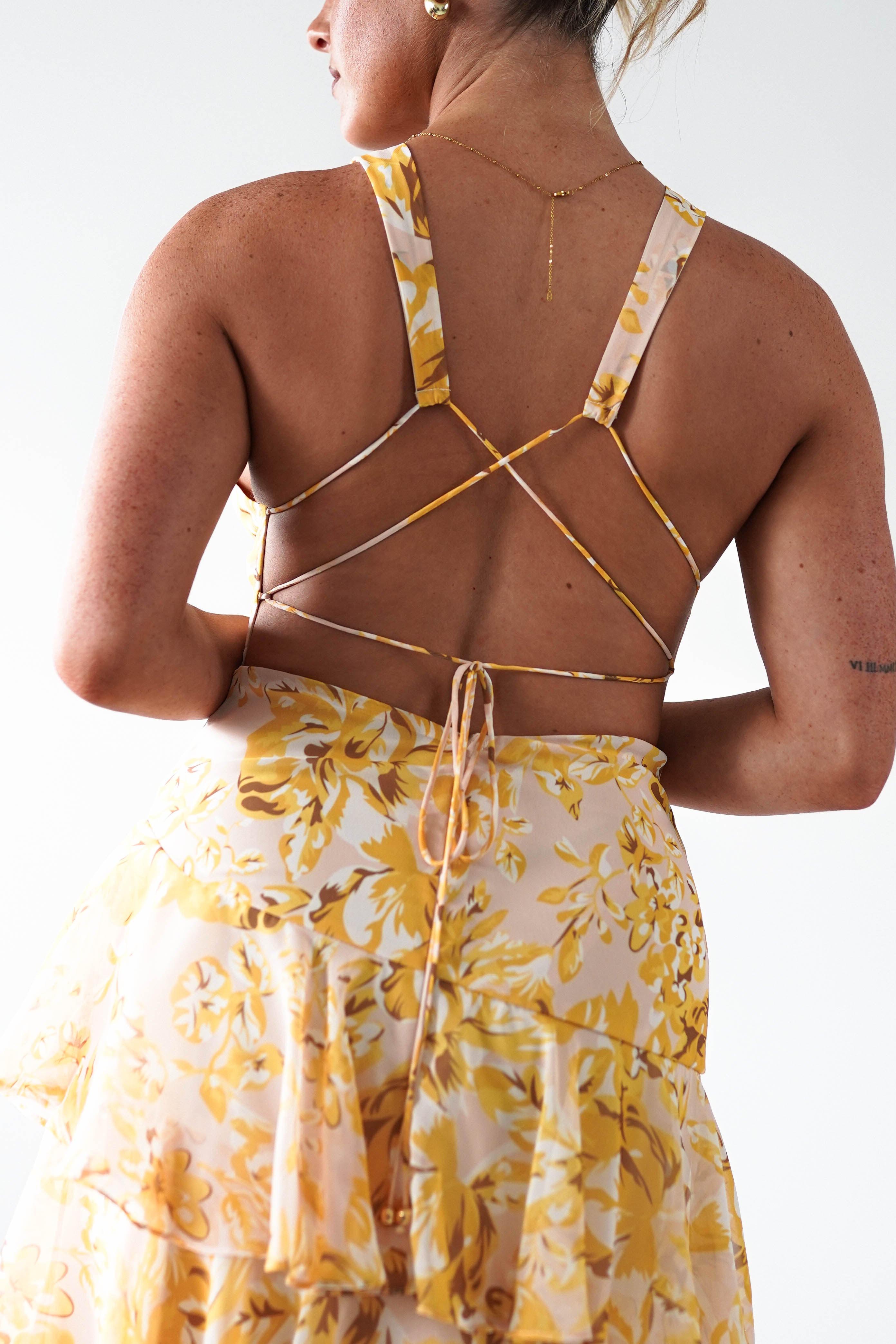 Karlie Floral Print Maxi Dress Yellow | Wedding Guest Dress | Maxi | Oh Hello Clothing