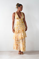 Karlie Floral Print Maxi Dress Yellow | Wedding Guest Dress | Maxi | Oh Hello Clothing