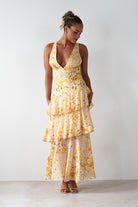 Karlie Floral Print Maxi Dress Yellow | Wedding Guest Dress | Maxi | Oh Hello Clothing