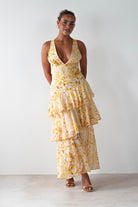 Karlie Floral Print Maxi Dress Yellow | Wedding Guest Dress | Maxi | Oh Hello Clothing