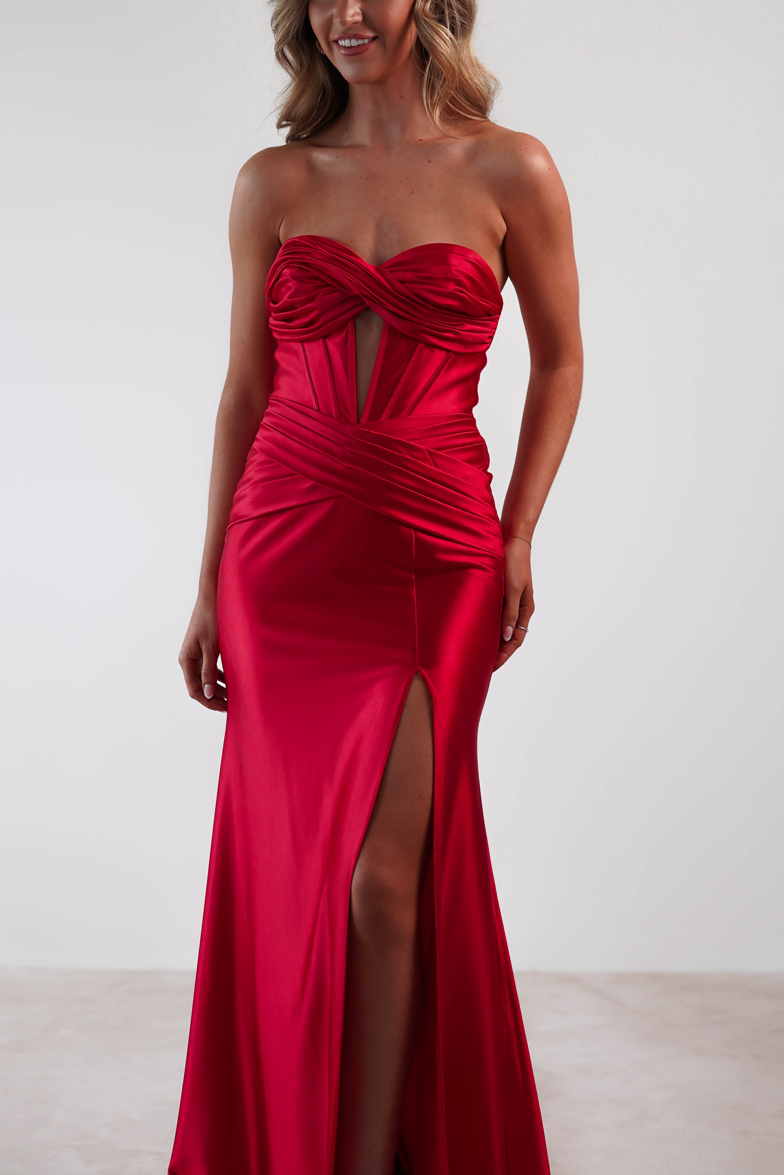 Karra Bodycon Strapless Gown | Red | Debs & Prom | Formal Gown | Oh Hello Clothing