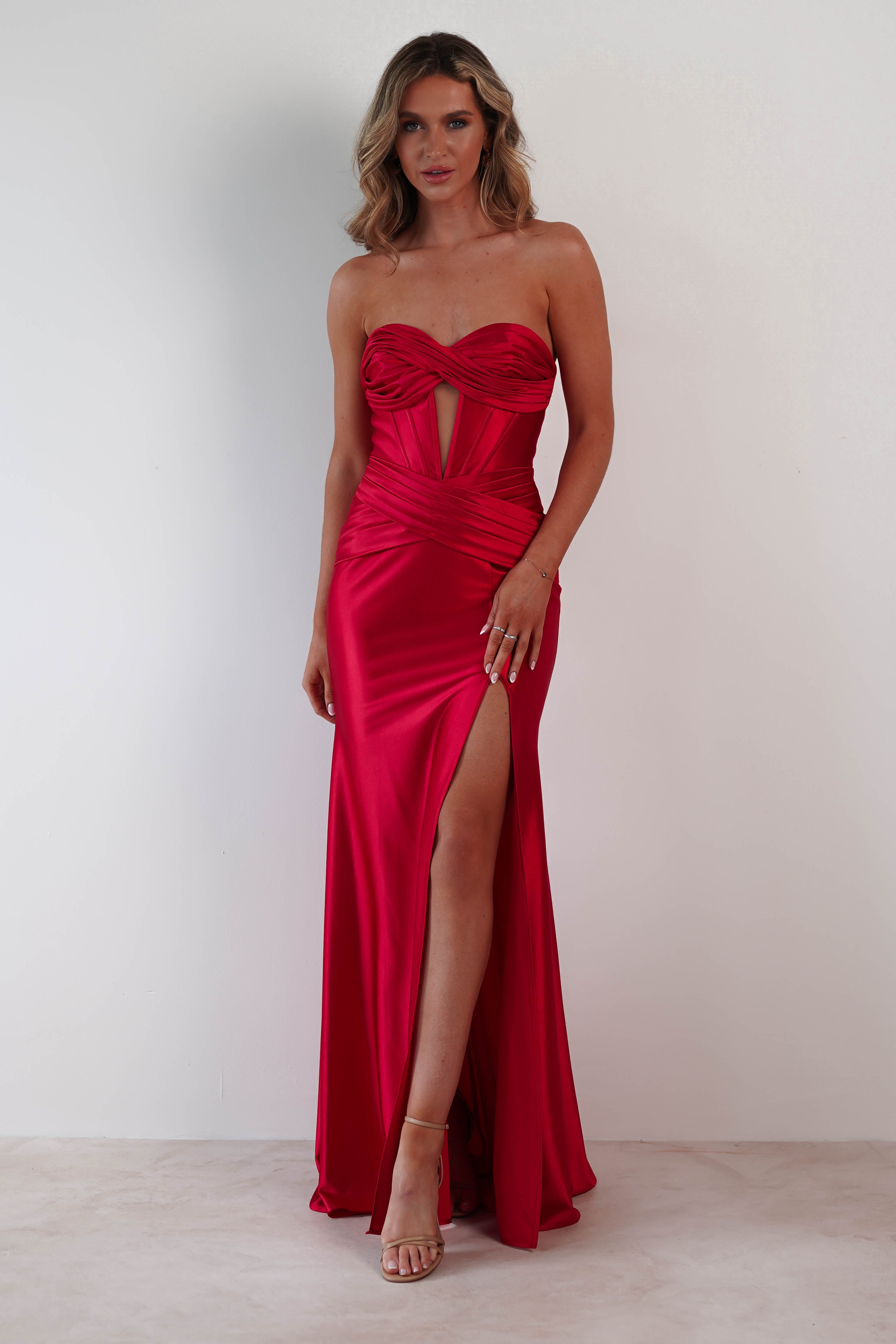 Karra Bodycon Strapless Gown | Red | Debs & Prom | Formal Gown | Oh Hello Clothing