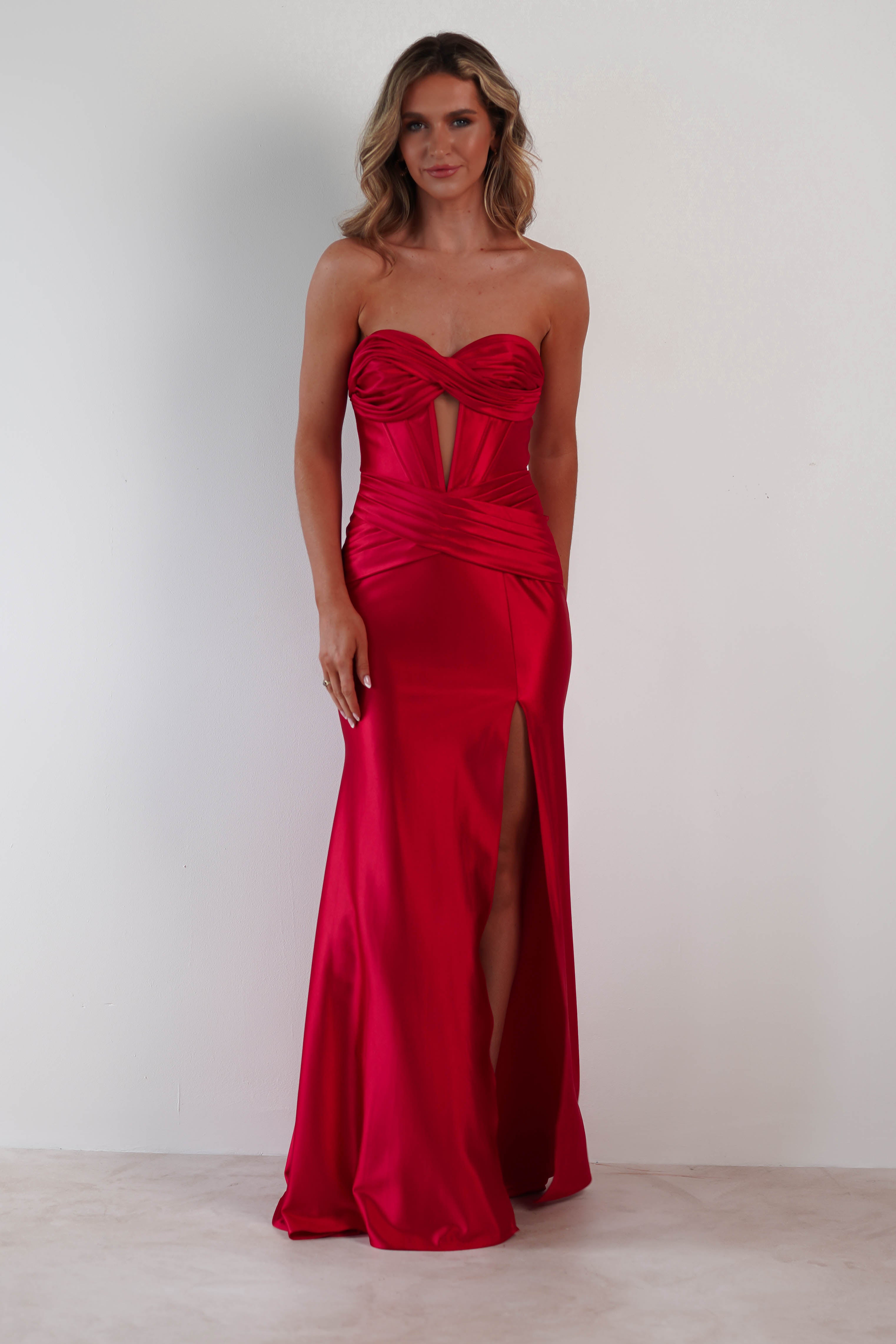 Karra Bodycon Strapless Gown | Red | Debs & Prom | Formal Gown | Oh Hello Clothing