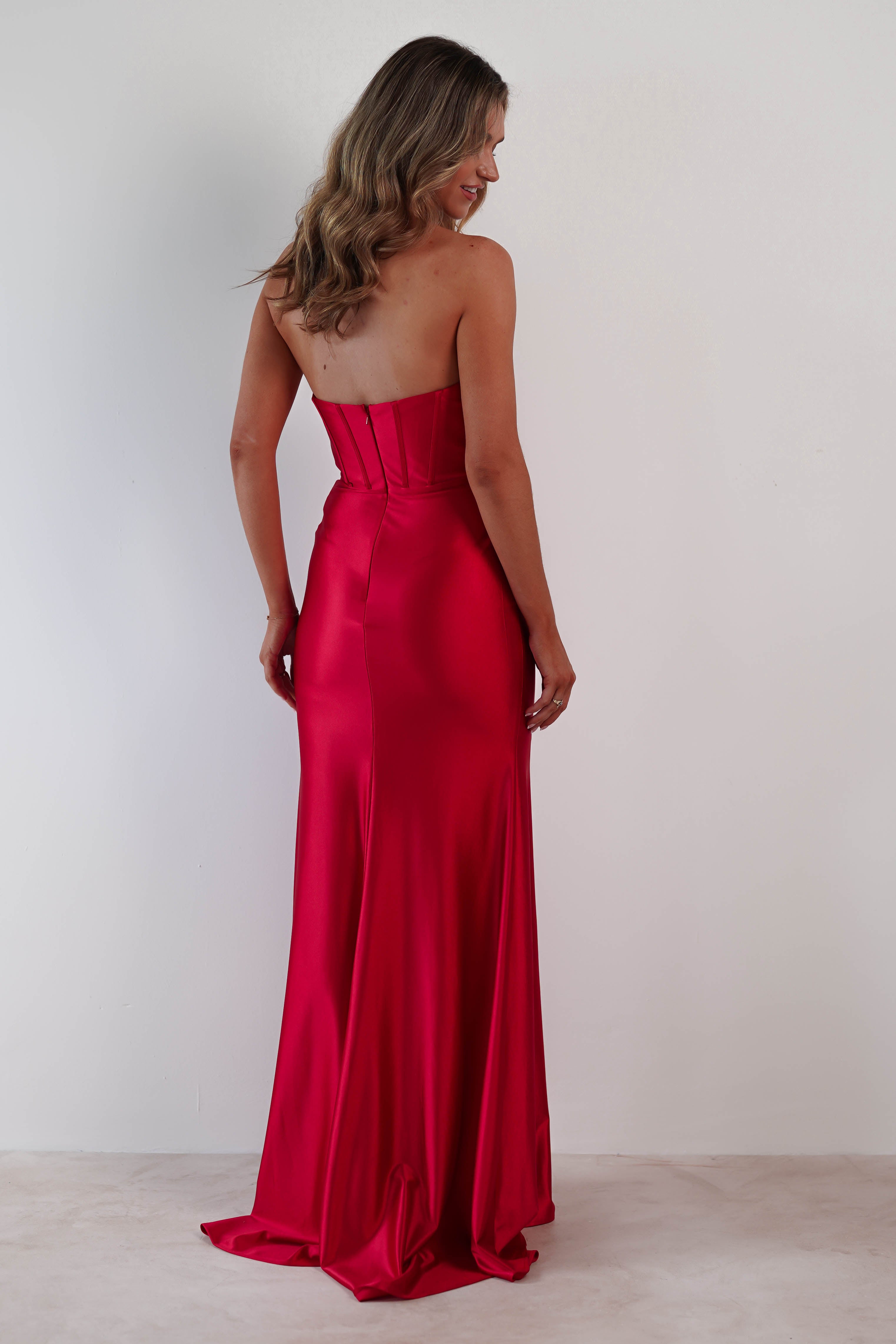 Karra Bodycon Strapless Gown | Red | Debs & Prom | Formal Gown | Oh Hello Clothing