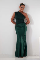 Oh Hello Clothing Wedding Guest Dresses Kashia Draped Satin Maxi Dress | Emerald Green