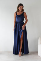 Katalia Cowl Nack Satin Gown | Royal Blue | Debs & Prom | Formal Gown | Oh Hello Clothing