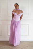 Oh Hello Clothing Women > Clothing > Dresses Kelsea Off The Shoulder Pleated Maxi Dress | Lilac