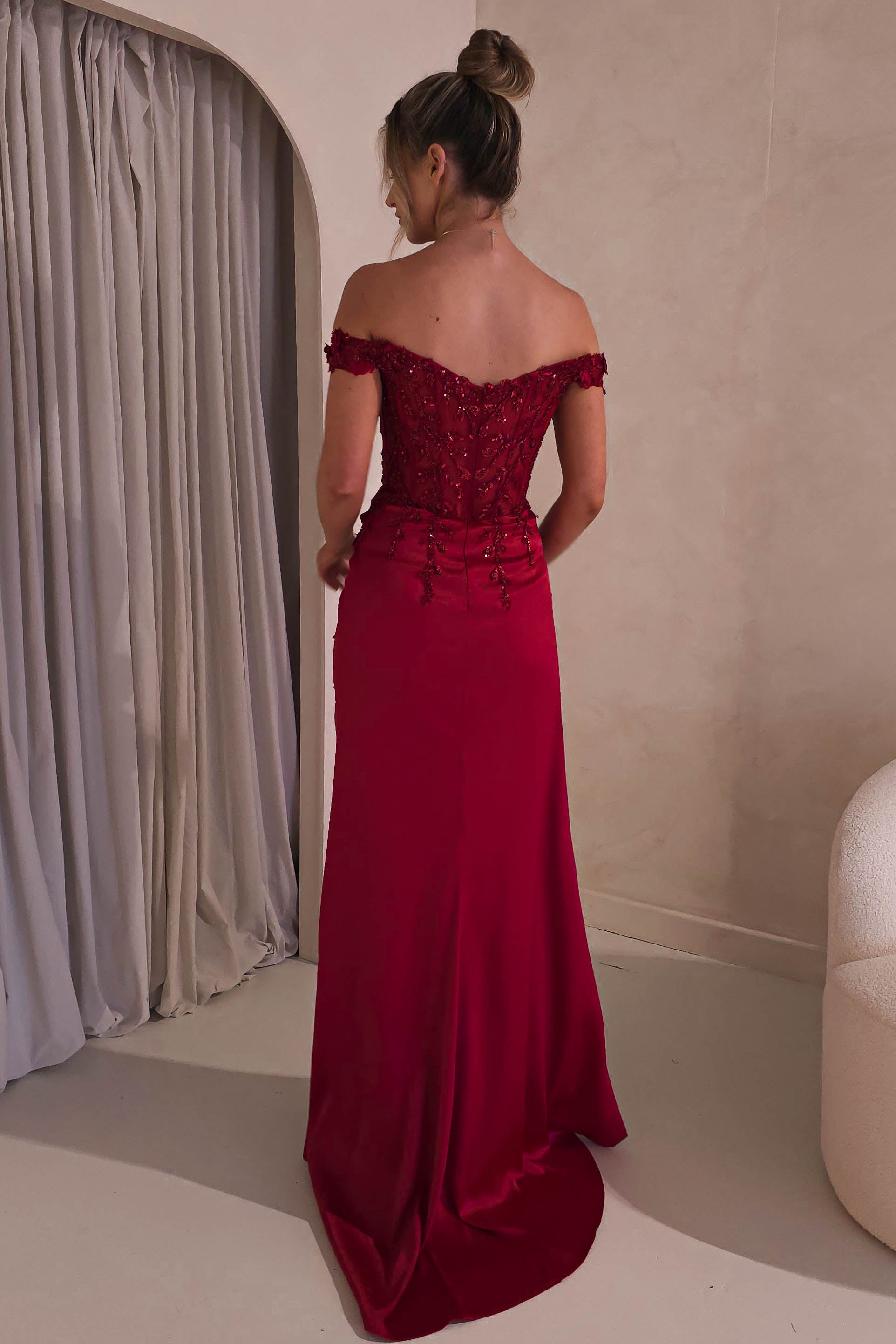 Khacy Embellished Gown | Dark Red | Debs & Prom | Formal Gown | Oh Hello Clothing