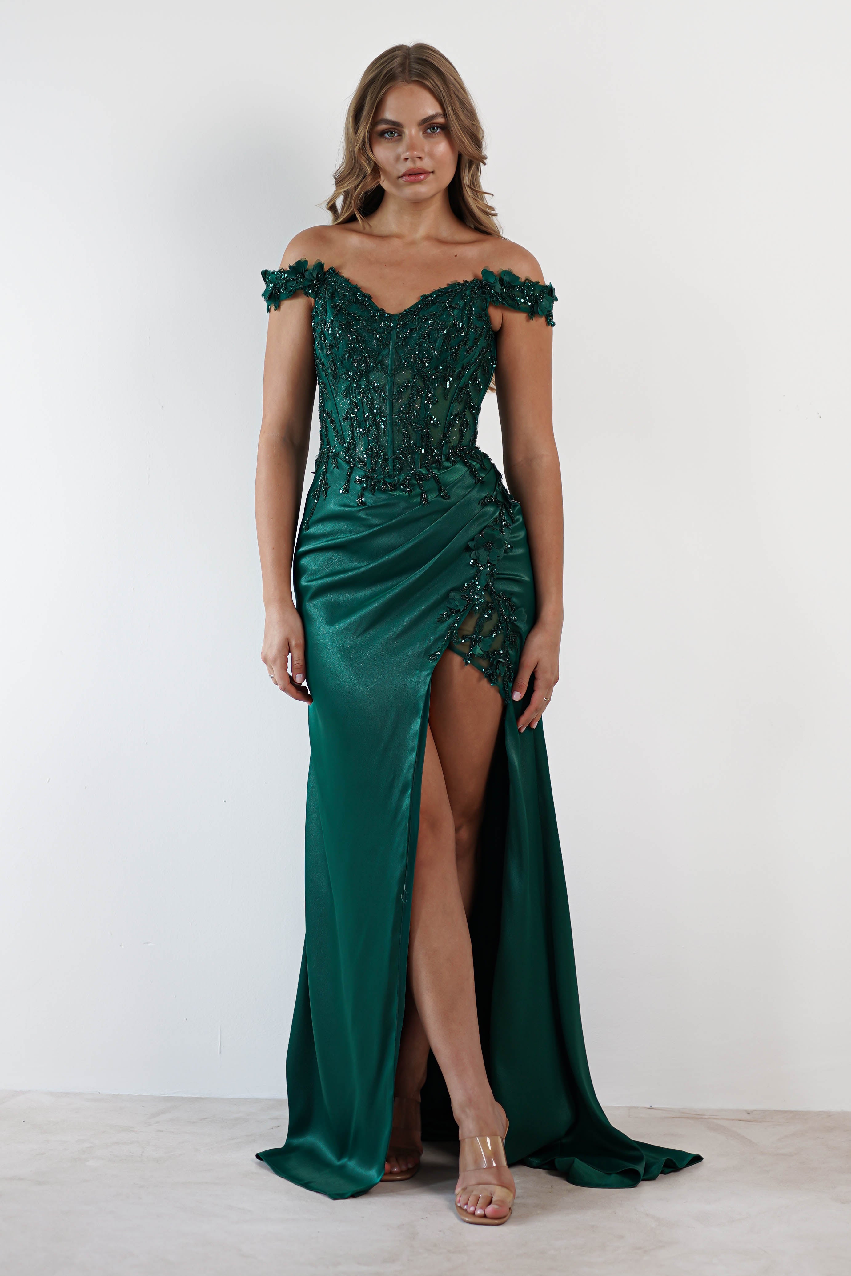 Khacy Embellished Gown | Emerald | Debs & Prom | Formal Gown | Oh Hello Clothing