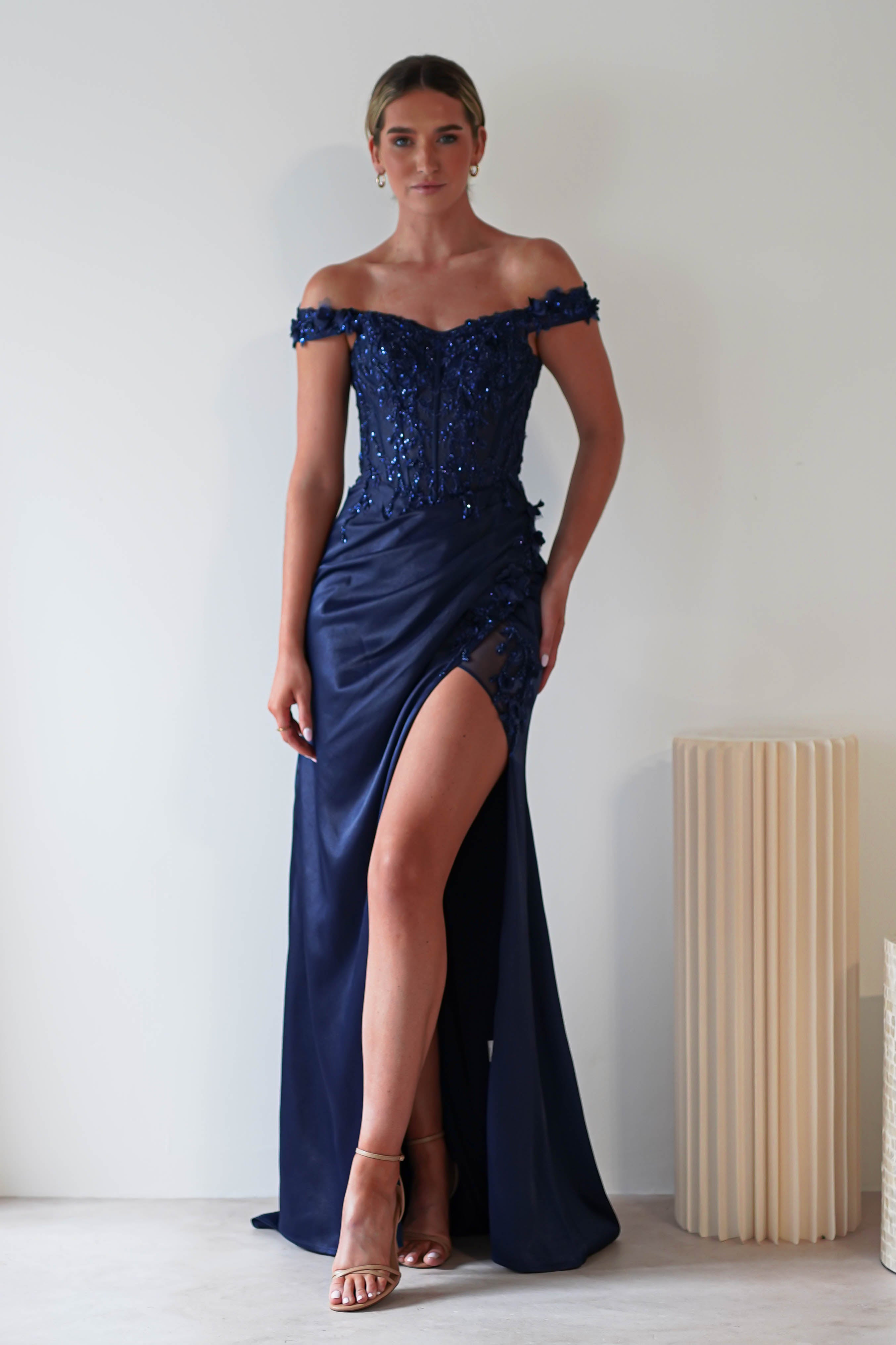 Khacy Embellished Gown | Navy | Debs & Prom | Formal Gown | Oh Hello Clothing