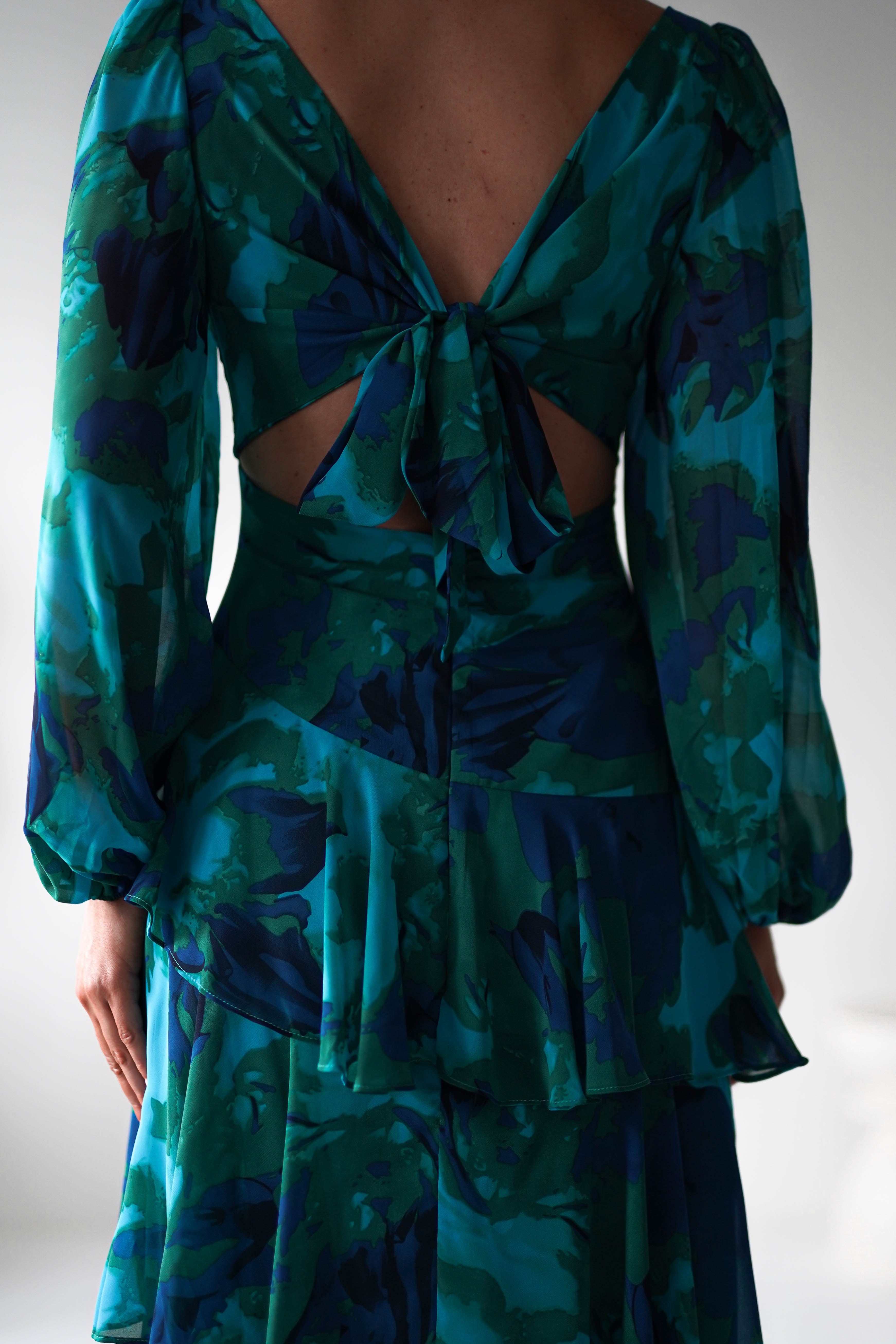 Kiyah Long Sleeve Maxi Dress Green Print | Wedding Guest Dress | Long Sleeve | Maxi | Oh Hello Clothing