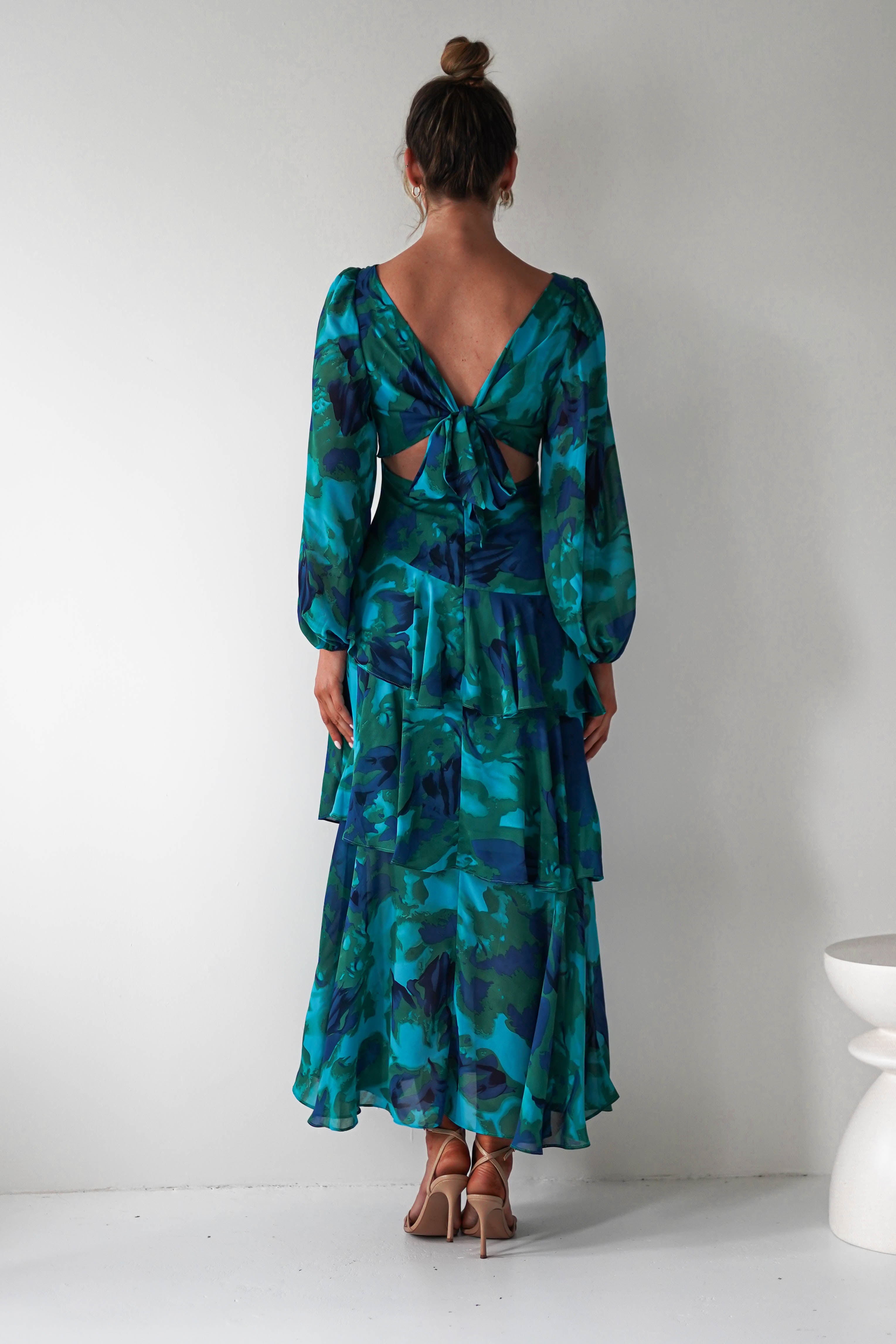 Kiyah Long Sleeve Maxi Dress Green Print | Wedding Guest Dress | Long Sleeve | Maxi | Oh Hello Clothing
