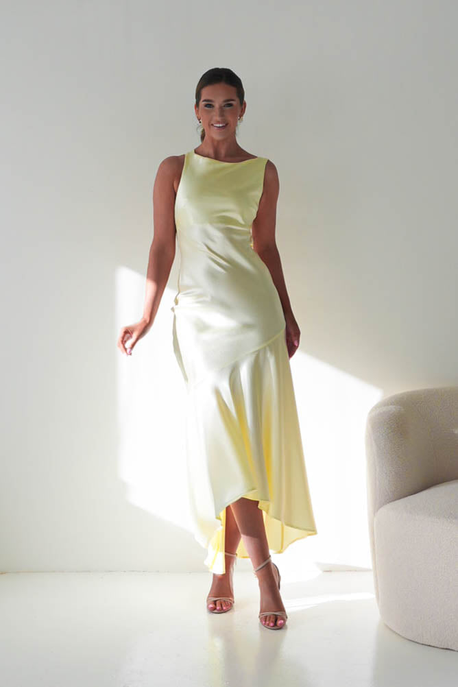 Oh Hello Clothing Women > Clothing > Dresses Klarisse Bias-Cut Satin Maxi Dress | Yellow