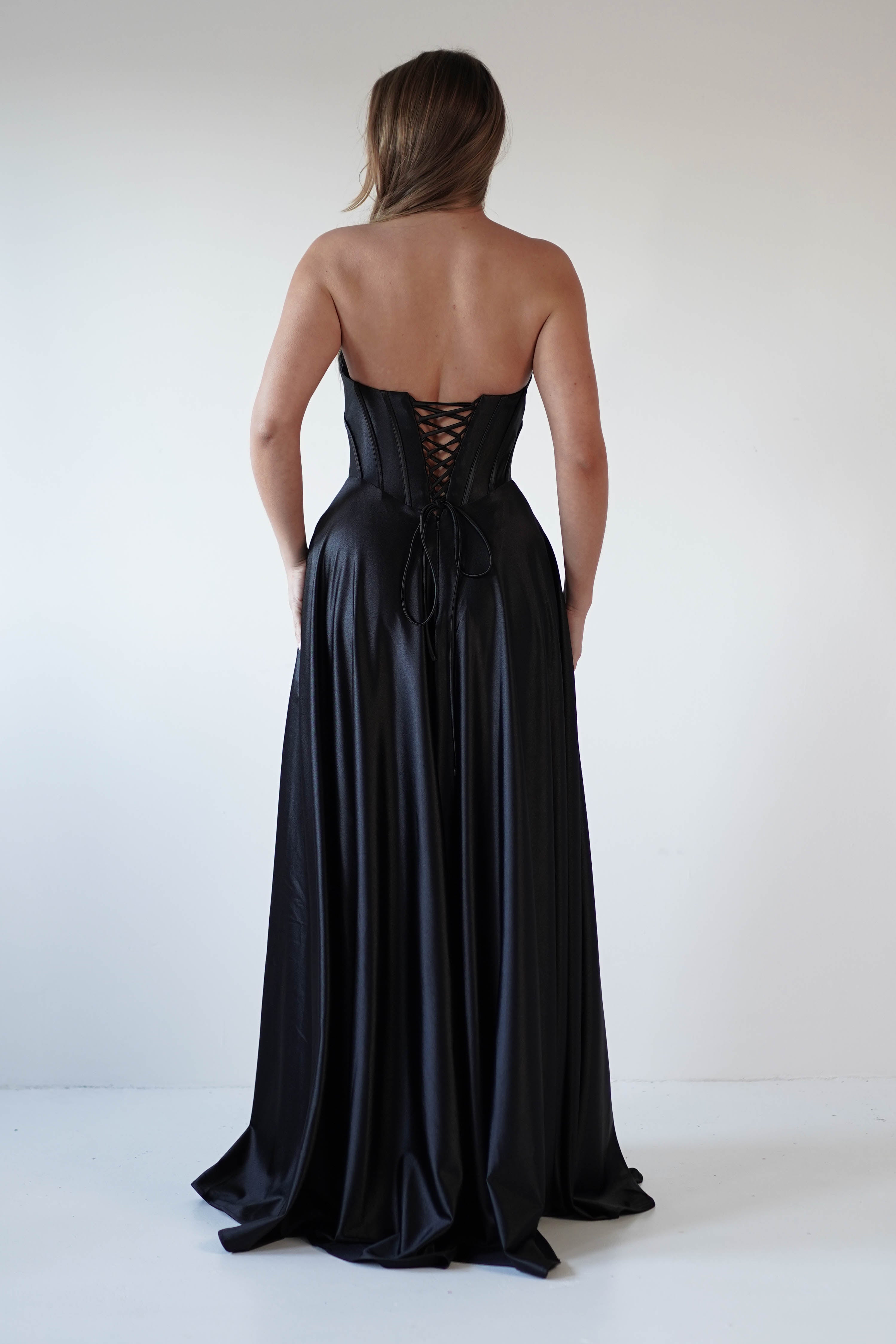 Kristi Strapless A Line Gown | Black | Debs & Prom | Formal Gown | Oh Hello Clothing