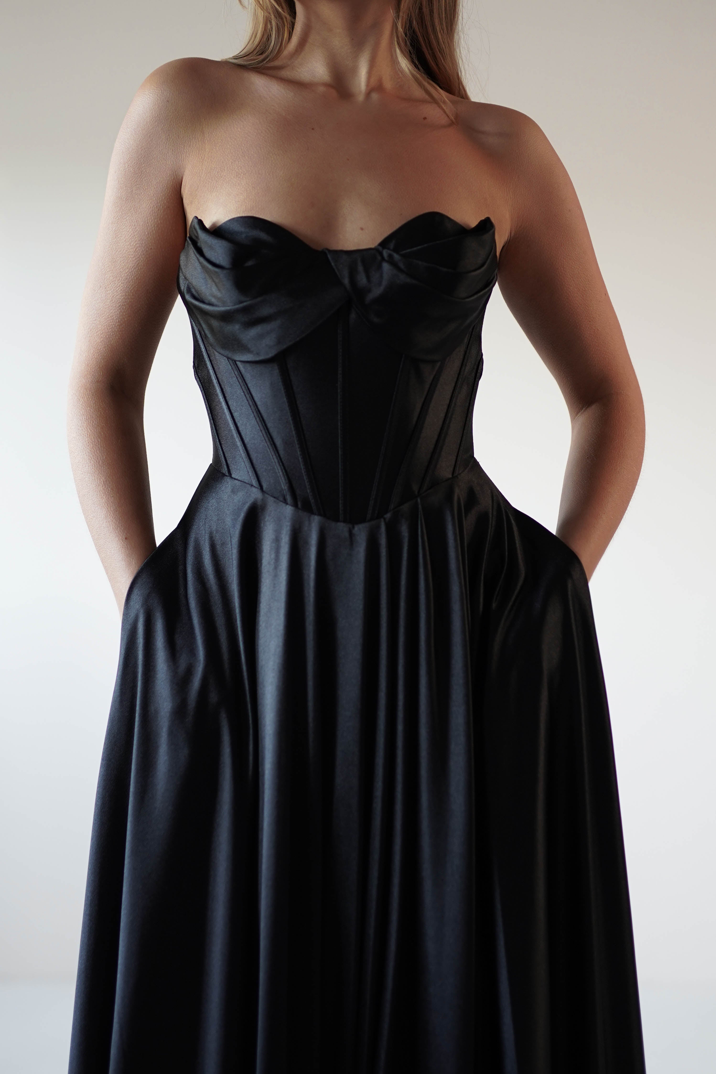 Kristi Strapless A Line Gown | Black | Debs & Prom | Formal Gown | Oh Hello Clothing
