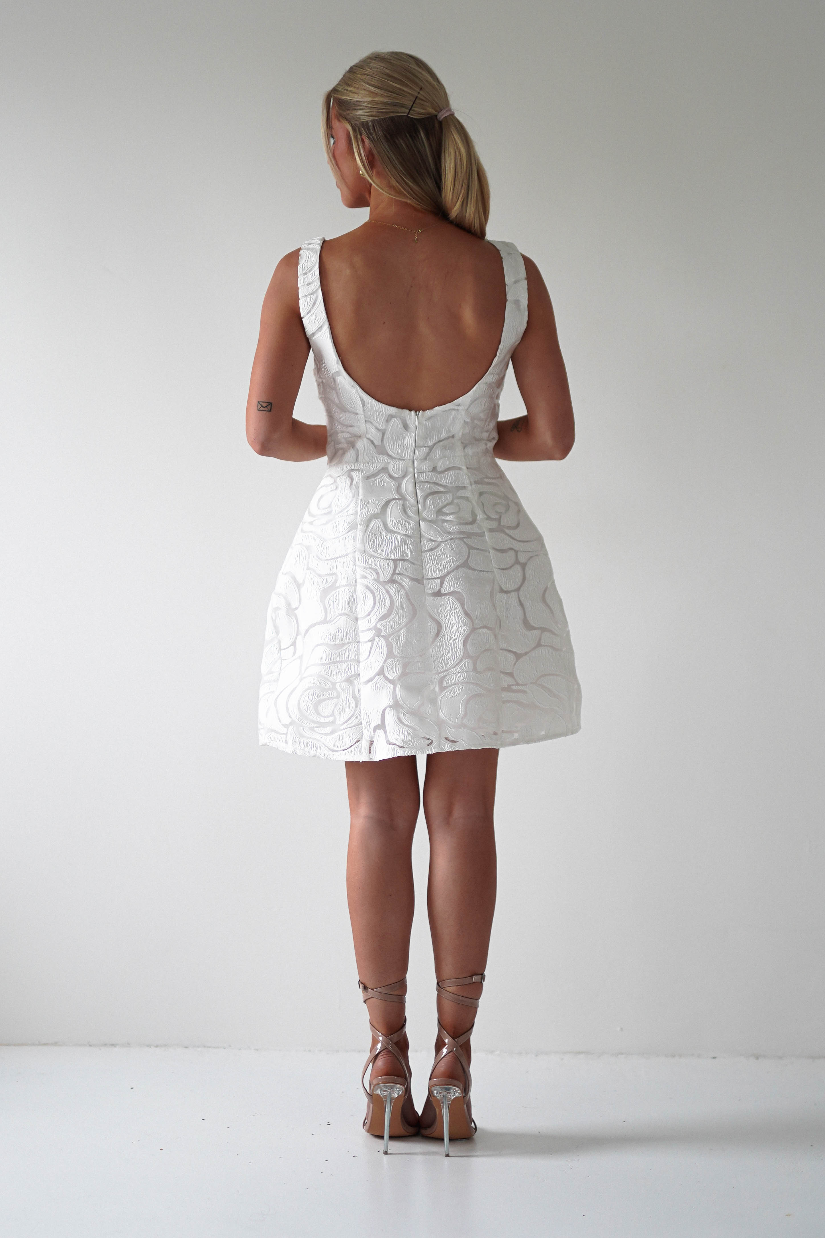 Lanie Round Neck Mini Dress | White | Graduation | Bride To Be Hen Dress | Oh Hello Clothing