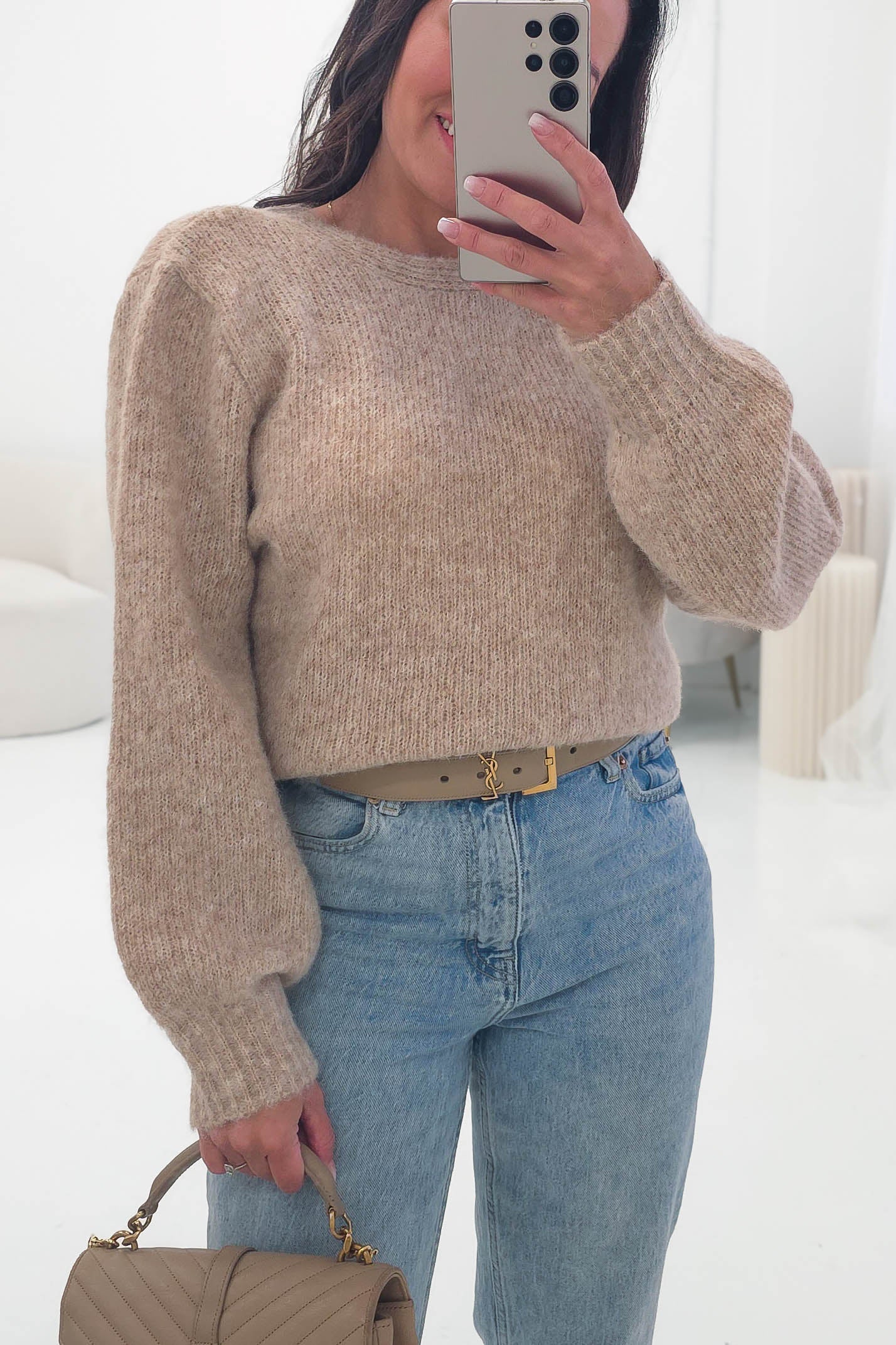 Oh Hello Clothing Women > Clothing > Knitwear ONE SIZE (6/12) Larson Two Way Twist Knit Jumper | Taupe